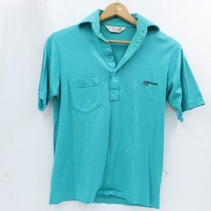 Vintage The Nautilus Man Polo Shirt Teal Size Small Short Sleeve Made in USA